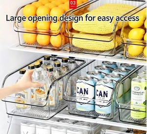 Clear <b>Plastic</b> Refrigerator Storage Drawers Rectangle Food Container PP Material Easy To Clean <b>Kitchen</b> Organizing Box - Product Image 2