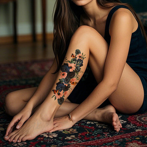 Tatuajes Temporales de <span class=keywords><strong>Media</strong></span> <span class=keywords><strong>Manga</strong></span> en Stock, Adhesivos Impermeables de Larga Duración, Arte Corporal Sexy, Diseño Floral para Brazo, Pegatinas Temporales - Product Image 5