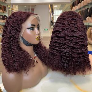 Perruque bouclée birmane SDD de 14 pouces, cheveux humains, dentelle frontale 13x4, cuticules alignées, perruques 100% cheveux humains bruts - Product Image 1