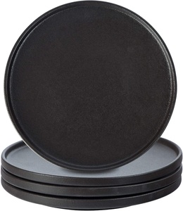 Juego <span class=keywords><strong>de</strong></span> platos <span class=keywords><strong>de</strong></span> cerámica negra, <span class=keywords><strong>horno</strong></span> microondas redondo <span class=keywords><strong>de</strong></span> 10 "y lavavajillas, apto para filetes, Pasta, Pizzas, platos para fiestas - Product Image 3