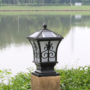 Aluminium Matériau Imperméable Fantaisie Porte Principale Carré Vintage Décoratif Extérieur Led Jardin Solaire Pilier Lumière - Product Image 2