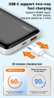 PQ25 OEM/ODM Personnalisé, Powerbanks 10000mAh avec affichage numérique, sortie USB Type C 22.5W, Power Bank portable 10000mAh, Station d'alimentation