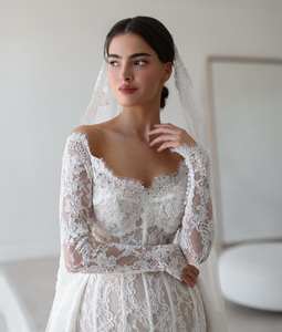 فستان زفاف وسهرة أنيق من شارون سعيد طراز SW526 بتصميم حورية البحر بدون أكتاف من الدانتيل الأبيض للنساء، فساتين حفلات وسهرات (غير متوفر في المخزون) - Product Image 6