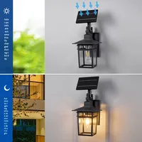 Lampe de jardin LED solaire moderne étanche IP65 Base en aluminium Applique murale extérieure pour Villa Cour et porte latérale Forme carrée