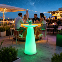 Table de bar ronde moderne en plastique, étanche, rechargeable, avec éclairage LED, pour hôtel, café, maison, boîte de nuit, terrasse, événement, décoration, mobilier commercial