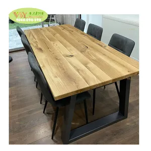 Factory Price Wax Oiled Solid Oak Wood Worktop / Rustic Oak Wood Edge Grain Tabletops