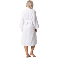 Venta al por mayor personalizado 5 estrellas Hotel Logo blanco bata de baño de secado rápido transpirable 100% algodón Kimono Waffle Spa Albornoz