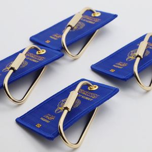Porte-clés tissé durable personnalisé avec broderie premium, style passeport Koweït, avec connecteur à vis en laiton pour souvenirs du Moyen-Orient - Product Image 2