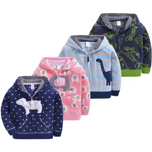 2019 Baby Boys Girls Fleece Coat Hooded Tops Zipper Up Jacket 2-5 years