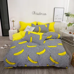 New Zealand Austria Popular Banana Printed Designs 3pcs 1800 Collection Printed Duvet Cover Bedding