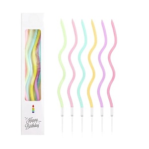 Bougie d'anniversaire en spirale arc-en-ciel fine et écologique en cire de paraffine faite à la main pour les fêtes, Pâques, Ramadan (vente en gros) - Product Image 1