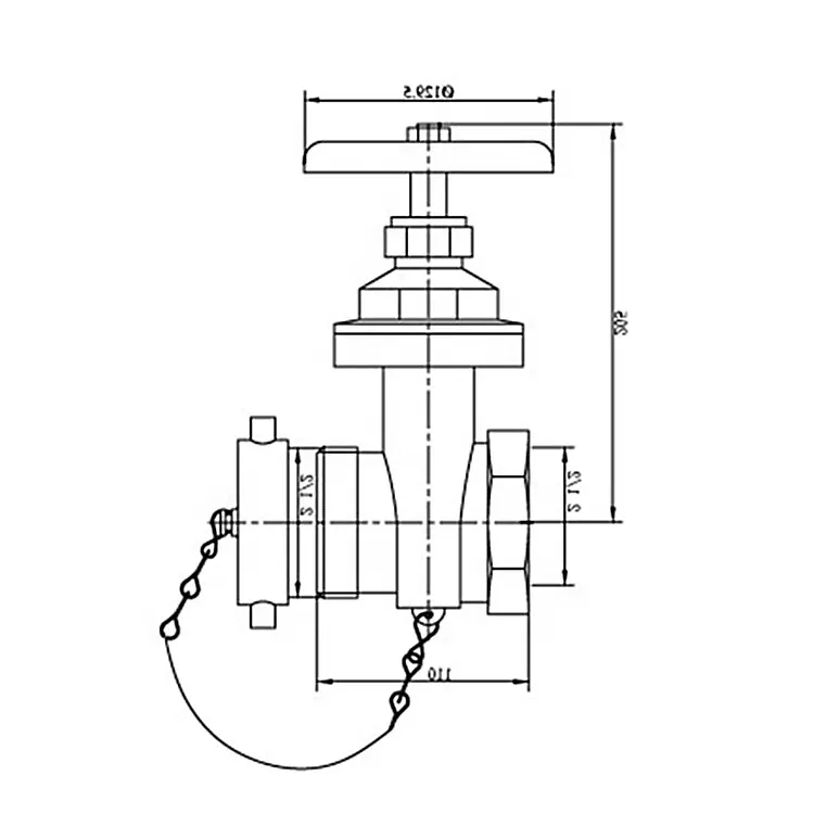 Válvula de parada de boca de riego de latón 2 1/2 "FxM 300 PSI con tapa para fuego