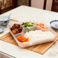 Boîte à lunch empilable en PP de qualité alimentaire avec plusieurs compartiments, couvercle transparent, anti-fuite, pour salades, nouilles, à emporter, restaurant, bureau