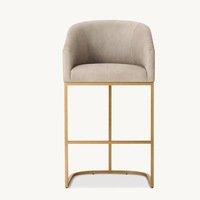 Tabouret de bar en velours de luxe avec pieds en aluminium, moderne, léger, personnalisable, pour hôtel, café et magasin