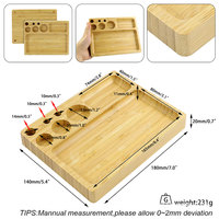 Boîte de rangement pour cigarettes en bois et bambou, gravée sur mesure, avec plateau pliable magnétique et cendrier intégré