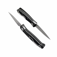 Couteau de poche pliant D2 avec manche G10, trou pour le pouce, lame partiellement dentelée, couteau pliant EDC léger, mini couteau pliant