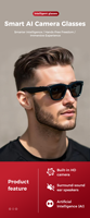 Lunettes Intelligentes IA Tendance avec Caméra 720P, Appel Sans Fil, Musique, Enregistrement Vidéo et Traduction Vocale Intelligente