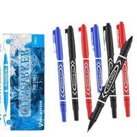 Marqueur d'art exclusif double-pointe ultra-fin à base d'huile, 3 couleurs, noir, permanent, pour plastique, papier et dessin logistique