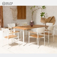 Chaise de bistrot moderne légère et confortable en plastique, bois et aluminium, imperméable, empilable, pour intérieur, extérieur, chambre et parc