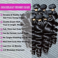 Extensions de cheveux humains Remy 12A en gros, 100% cheveux brésiliens, mèches avec texture bouclée, double épaisseur et double trame machine