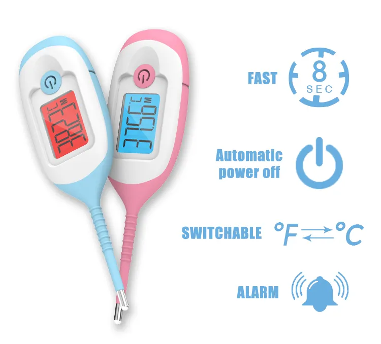 Termometer Digital besar 10 detik, termometer rumah Digital cerdas tampilan besar dengan Alarm demam