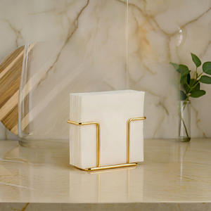 Support de boîte à mouchoirs moderne en métal doré, design décoratif sur pied pour la maison, la salle de bain et la cuisine - Product Image 1