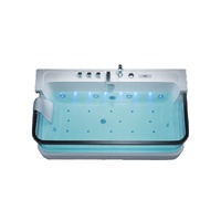 Baignoire à jets en acrylique de 1500 mm avec lumière et bulles, panneau latéral incurvé transparent, massage par jets d'eau avec panneau de commande spa