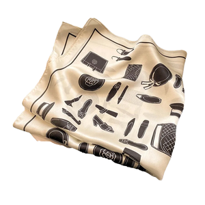 High Quality 100% <b>Silk</b> <b>Women's</b> Square <b>Scarves</b> Custom Digital Print Service Autumn Geometric Solid Bows Multi-Functional Vintage - Product Image 1