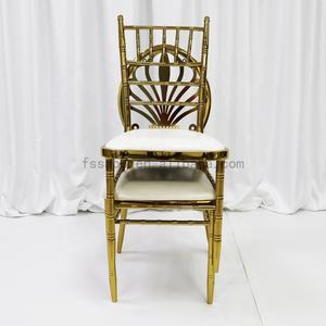 Élégantes Chaises Phénix Chivari de Salle à Manger, Rembourrées, Plaqué Or et Métal Blanc Électrolytique, pour Hôtels, Mariages et Événements - Product Image 3