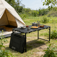 Table de camping IGT pliable hydraulique robuste pour pique-nique familial, cuisine en plein air, barbecue, installation rapide