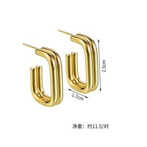 ต่างหูแฟชั่นดีไซน์เก๋สำหรับผู้หญิง งานปาร์ตี้ รูปหัวใจ ผลไม้ ดอกไม้ รูปทรงเรขาคณิต สแตนเลสสตีล 14K - Product Image 6