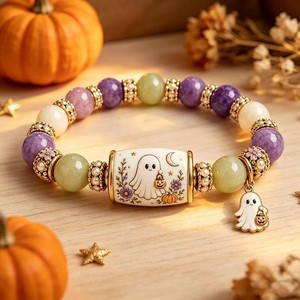 Nouveau <span class=keywords><strong>bracelet</strong></span> sur le thème d'Halloween, pendentif chapeau magique fantôme mignon, <span class=keywords><strong>bracelet</strong></span> à perles - Product Image 4