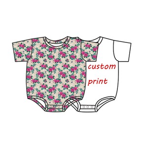 Qingli OEM Senza Tariffe, Basso MOQ, Pagliaccetto a Bolle Personalizzato con Stampa Floreale per Bambine, Pagliaccetto a Maniche Corte in Fibra di Bambù con Chiusura a Bottoni - Product Image 3