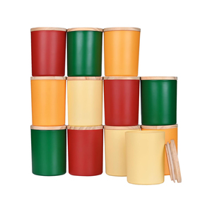 Venta al por mayor de frascos de vidrio coloridos de 6oz, 10oz, 14oz para velas de cera de soja DIY, con tapas de bambú/madera/metal, para cuidado personal. - Product Image 1