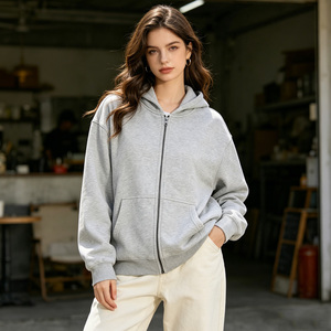 เสื้อฮู้ดซิปสีพื้น 500 GSM สำหรับผู้หญิง สไตล์ลำลอง ขายตรงจากโรงงาน - Product Image 4