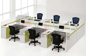 Mesa y silla de escritorio de madera duradera muebles de oficina de cuatro asientos vintage modernos para uso en tabiques de oficina para escuelas - Product Image 3