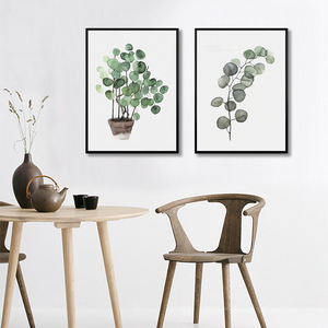 Quadro su Tela con Foglie di Piante, Dipinto a Olio Decorativo con Cornice, Stampa Digitale Verde CMYK, Decorazione Murale Paesaggistica a 4 Colori - Product Image 4