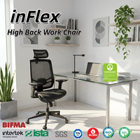 Chaise de bureau ergonomique moderne pivotante avec dossier dynamique, soutien lombaire réglable, accoudoirs 4D et maille respirante pour espace de travail professionnel