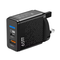 Prix pas cher PD 65W USB C chargeur Type C chargeur mural à charge rapide pour iPhone Samsung chargeur rapide QC 3.0 adaptateur prise avec LED