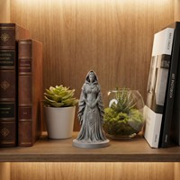 Figurine de déesse à capuche imprimée en 3D sur mesure, statue de dame gothique miniature, décoration d'intérieur, sculpture de personnage fantastique, blanc, DIY