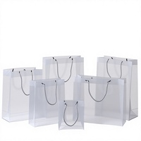 Sacs cadeaux personnalisés en PP givré transparent thermoscellables pour vêtements, supermarchés, expositions, avec poignée longue