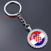 Porte-clés fleur en strass drapeau de Croatie, très populaire, pour sac à dos, décoration de clés, breloque de portefeuille, souvenir de voyage
