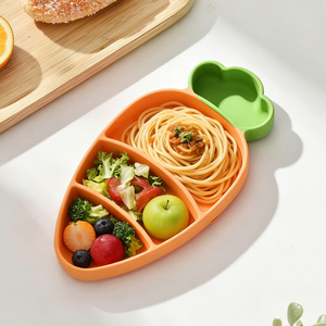 Assiette à ventouse en silicone écologique en forme de carotte, certifiée EN71 CE CPSIA, de qualité alimentaire, pour repas des tout-petits et des enfants - Product Image 4