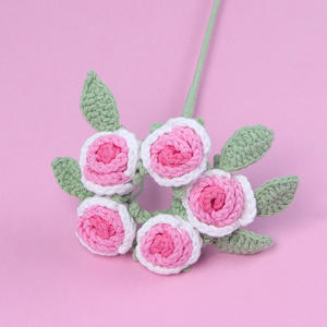 Populaire créatif multicolore 5 têtes Crochet <span class=keywords><strong>laine</strong></span> tricoté bulle Rose Bouquet pour l'obtention du diplôme Halloween gros tricot fleur - Product Image 3