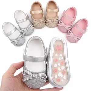 Mary Jane Girl Baby Shoes Shiny Cute Bowknot Glitter Baby Girl Shoes Newborn Toddler 0-1 Years Old