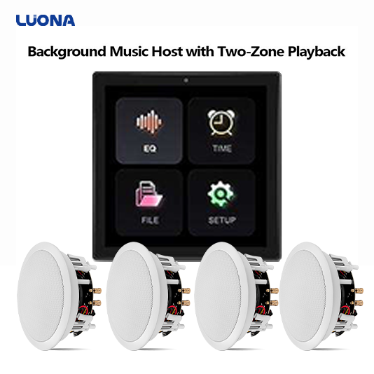 4 Inch Touch Screen Smart Audio Panel Home Background Music System with App Control & Multiple Inputs In-Wall BLE Wall Amplifier
