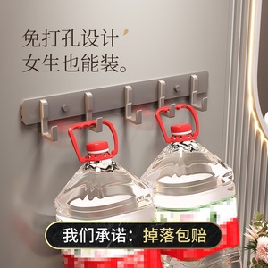 Gunmetal Grey 5 <b>Hook</b> <b>Wall</b> Mounted Robe <b>Hooks</b> No Drilling Required Space Aluminum Minimalist Design Bathroom Door Rack - Product Image 3