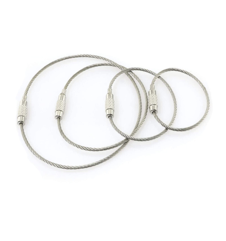 Portachiavi in acciaio INOX filo 1.5 mm 16 cm cavo aircraft portachiavi anelli per appendere etichette per bagagli o ID tag 100 Pack