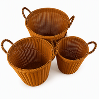 Panier de rangement USB mini portable en rotin naturel, écologique, multifonction, design étoile et lune, LED blanc chaud