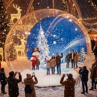 Cabine photo gonflable en forme de globe de neige, transparente en PVC, tente géante gonflable pour la location et la décoration d'événements de Noël